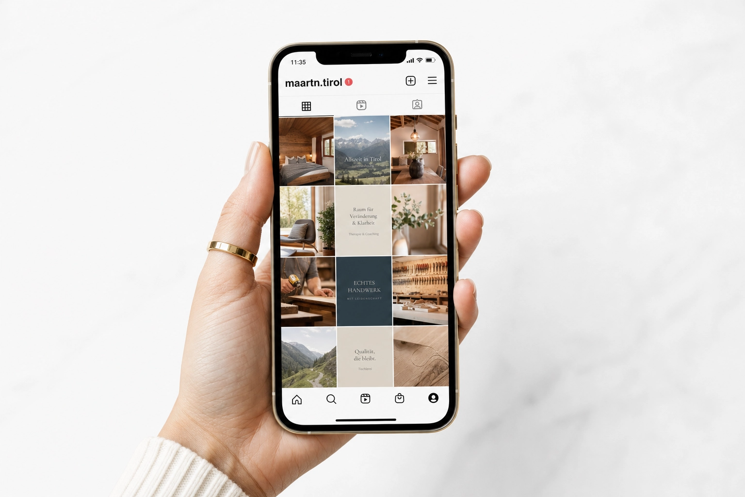 Instagram Vorschau @balance.wirken mit Handy und Posts